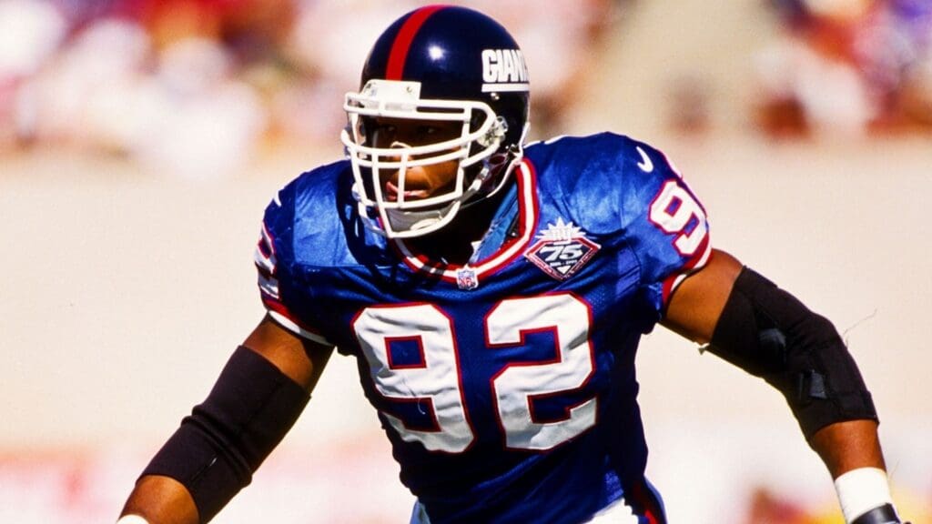Oct 10, 1999; Tempe, AZ, USA; FILE PHOTO; New York Giants defensive end Michael Strahan (92) in action against the Arizona Cardinals at Sun Devil Stadium.
