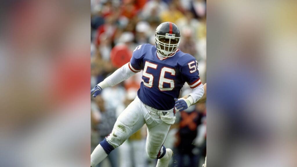 Nov 24, 1991; Tampa, FL, USA; FILE PHOTO; New York Giants linebacker Lawrence Taylor (56) in action against the Tampa Bay Buccaneers at Tampa Stadium.
