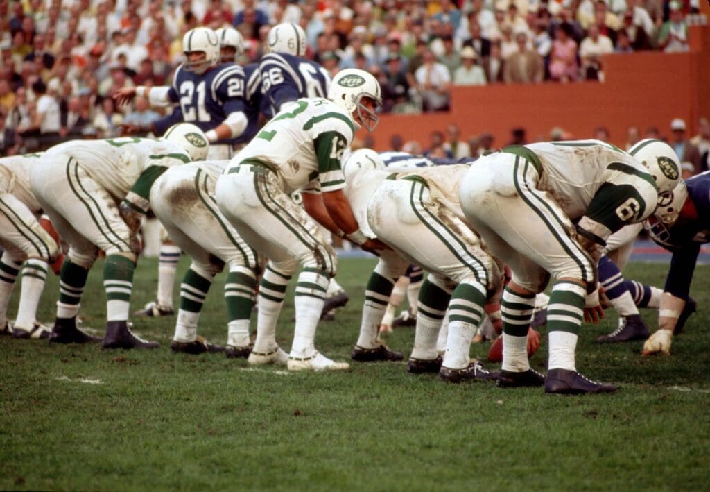 Jan 12, 1969; Miami, FL, USA; FILE PHOTO; New York Jets quarterback #12 Joe Namath during Super Bowl III against the Baltimore Colts at the Orange Bowl. The Jets upset the Colts 16-7 giving the AFL their first Super Bowl Title. 