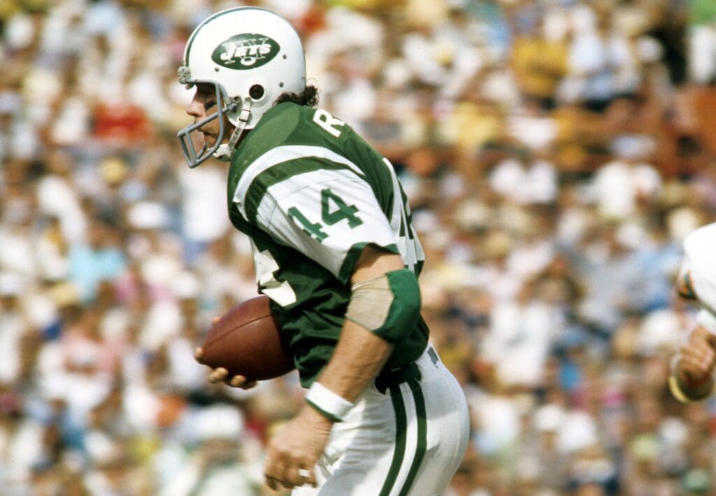 Nov 19, 1972; Miami, FL, USA; FILE PHOTO; New York Jets running back John Riggins in action against the Miami Dolphins at the Orange Bowl. The Dolphins defeated the Jets 28-24.