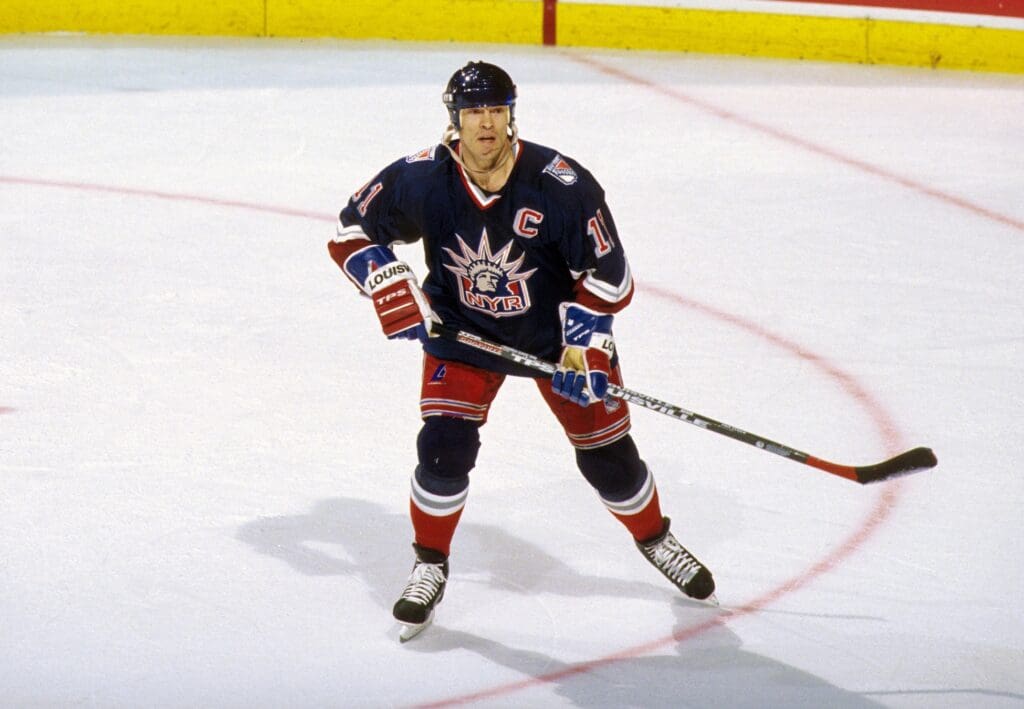 Unknown date, 1996; Miami, FL; USA; FILE PHOTO; New York Rangers forward Mark Messier (11) in action during the 1996-97 season against the Florida Panthers at Miami Arena.