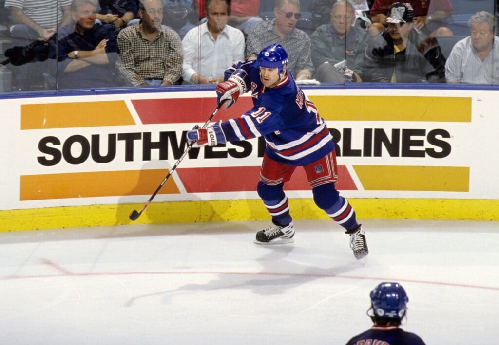 Unknown date, 1996; Miami, FL; USA; FILE PHOTO; New York Rangers forward Mark Messier (11) in action during the 1996-97 season against the Florida Panthers at Miami Arena.