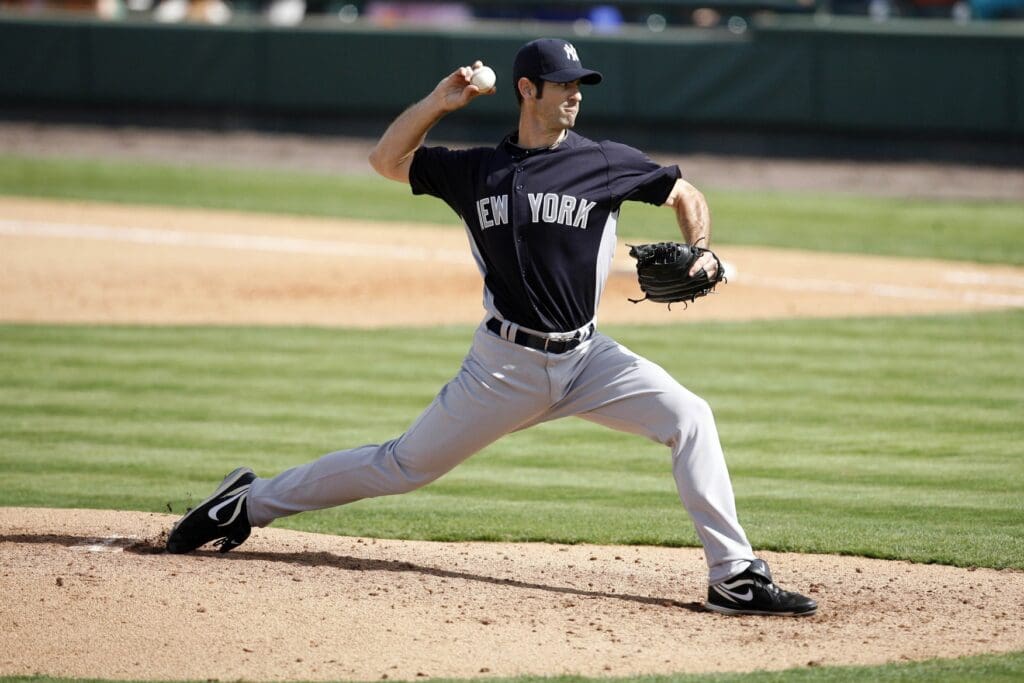 Feb 28, 2011; Lakeland FL, USA; New York Yankees pitcher Mark Prior (22) throws against the Detroit Tigers during a spring training game at at Joker Marchant Stadium.