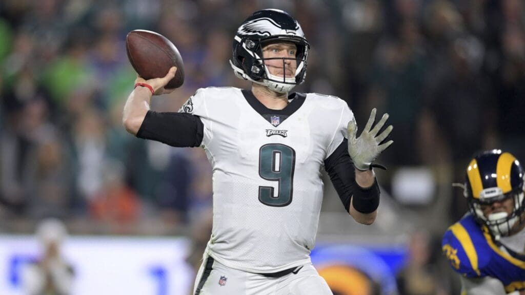 Dec 16, 2018; Los Angeles, CA, USA; Philadelphia Eagles quarterback Nick Foles (9) throws a pass in the third quarter against the Los Angeles Rams at Los Angeles Memorial Coliseum.
