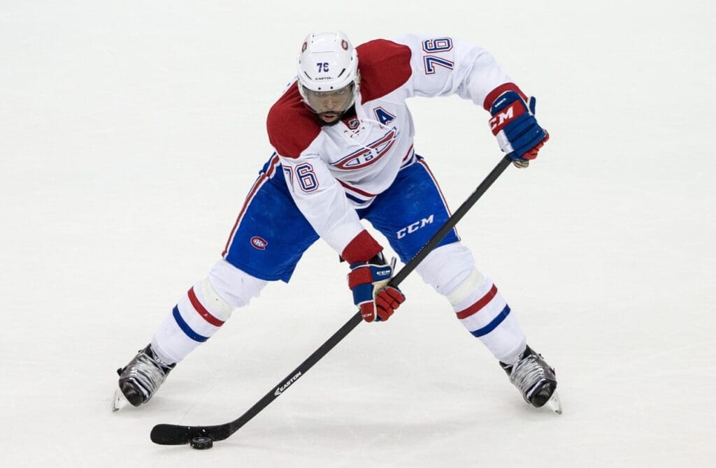 Dec 22, 2015; Saint Paul, MN, USA; Montreal Canadiens defenseman P.K. Subban (76) against the Minnesota Wild at Xcel Energy Center. The Wild defeated the Canadiens 3-1.