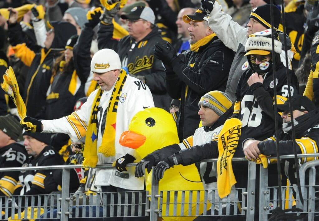 Dec 15, 2019; Pittsburgh, PA, USA; Pittsburgh Steelers fans cheer on their team against the Buffalo Bills during the fourth quarter at Heinz Field.