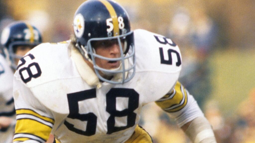 Dec., 1976; Unknown Location, USA; FILE PHOTO; Pittsburgh Steelers linebacker Jack Lambert (58) in action during the 1976 season. 