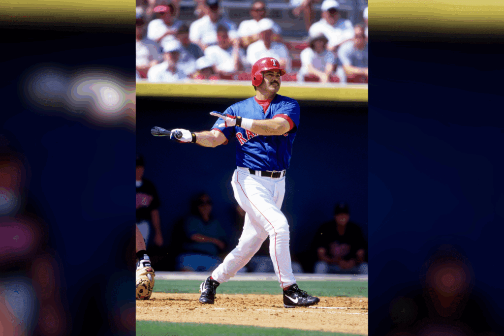 Unknown date 2000; Port Charlotte, FL, USA; FILE PHOTO; Texas Rangers infielder Rafael Palmeiro in action at the plate during spring training at Charlotte County Stadium. Mandatory Credit: RVR Photos-Imagn Images