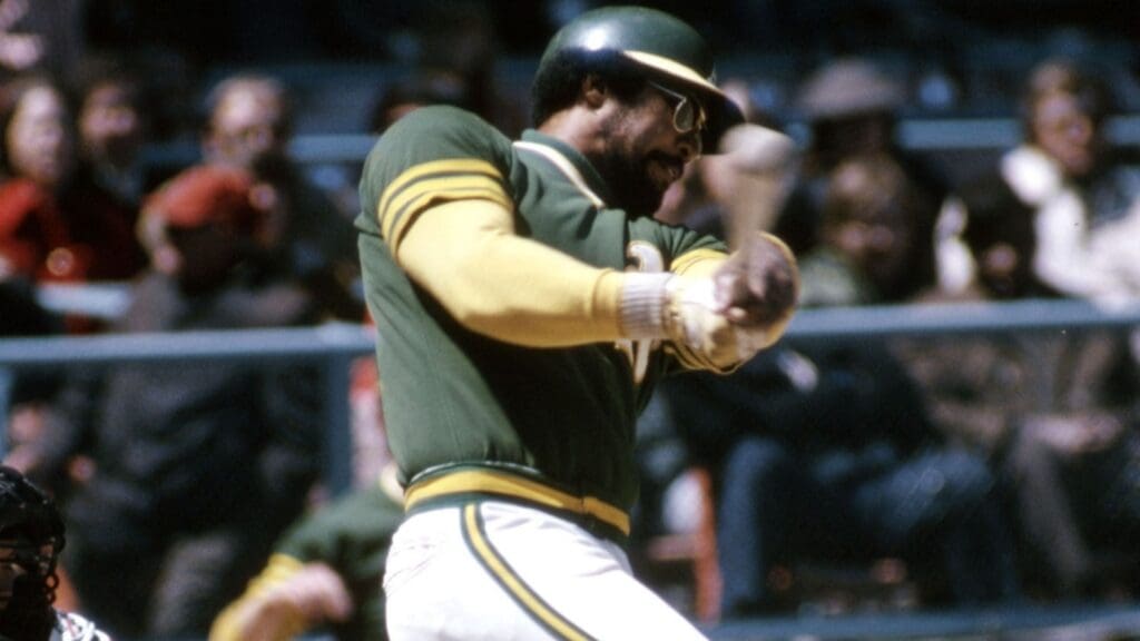 April 1974; Cleveland, OH, USA; FILE PHOTO; Oakland Athletics right fielder Reggie Jackson in action during the 1974 season against the Cleveland Indians at Cleveland Stadium.