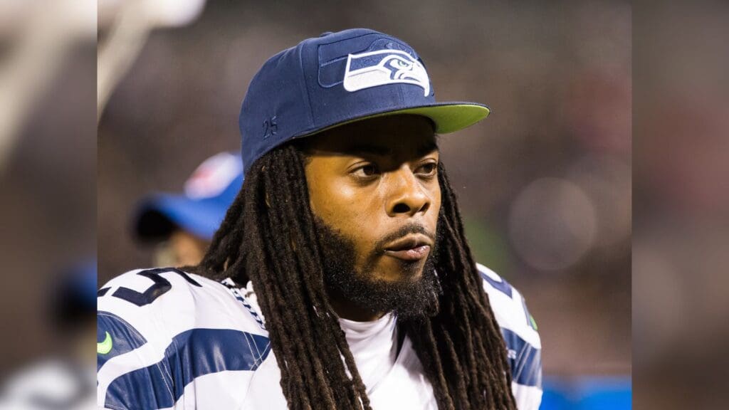 Sep 1, 2016; Oakland, CA, USA; Seattle Seahawks cornerback Richard Sherman (25) leaves the field at halftime against the Oakland Raiders at Oakland Coliseum.