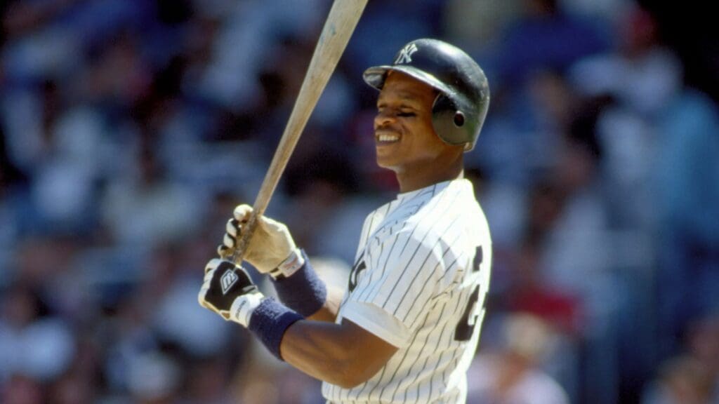 Unknown Date; Bronx, NY, USA; FILE PHOTO; Rickey Henderson of the New York Yankees in action against the Oakland A's at Yankees Stadium.