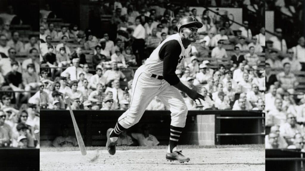 May 1966; Pittsburgh, PA, USA; FILE PHOTO; Pittsburgh Pirates outfielder Roberto Clemente during the 1966 season at Forbes Field.