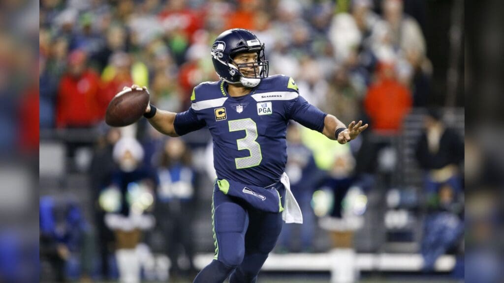 Dec 23, 2018; Seattle, WA, USA; Seattle Seahawks quarterback Russell Wilson (3) passes against the Kansas City Chiefs during the second quarter at CenturyLink Field.