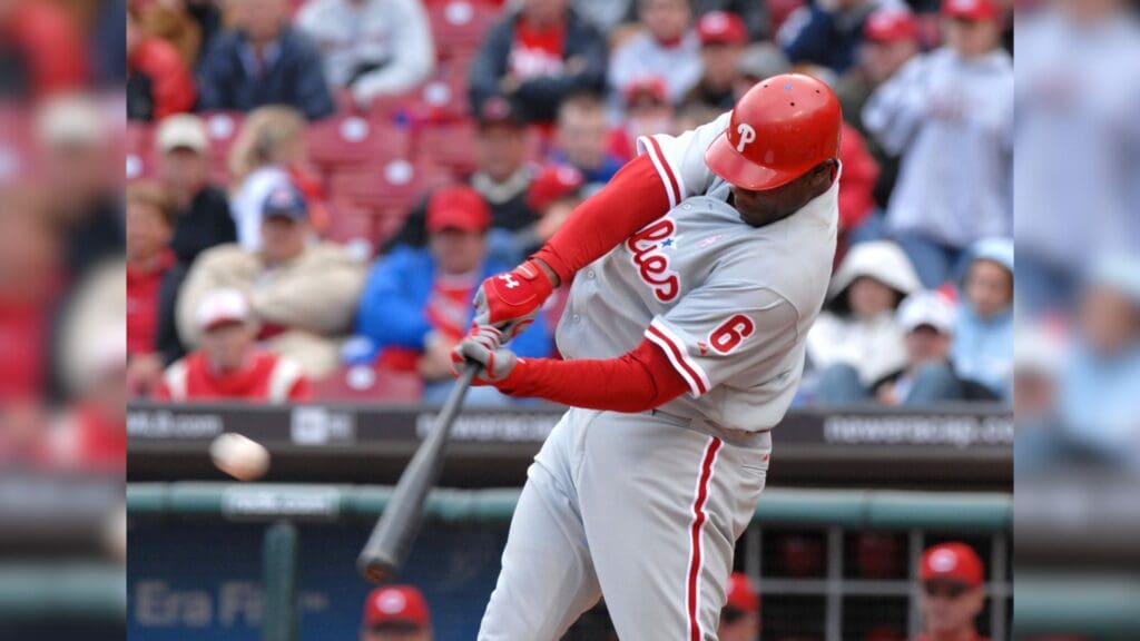 May 14, 2006; Cincinnati, OH, USA; Philadeplhia Phillies (6) first baseman Ryan Howard hit the winning homerun in the top of the 12th inning off of Cincinnati Reds pitcher Chris Hammond (not pictured) at Great American Ball Park in Cincinnati, OH.