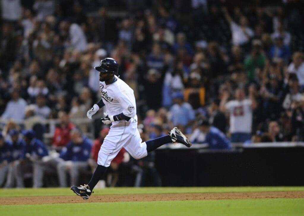 September 29, 2009; San Diego, CA, USA; San Diego Padres center fielder Tony Gwynn (18) rounds first following a solo home run during the third inning against the Los Angeles Dodgers at Petco Park.