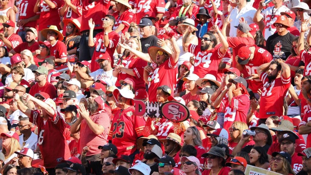 Oct 6, 2024; Santa Clara, California, USA; San Francisco 49ers fans during the fourth quarter against the Arizona Cardinals at Levi's Stadium.
