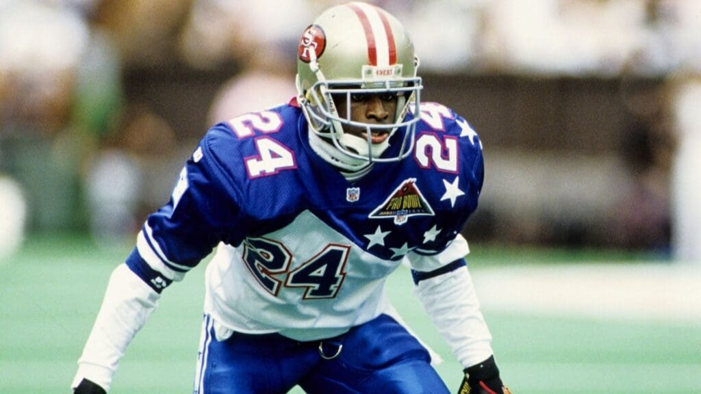 Feb 5, 1995; Honolulu, HI, USA; FILE PHOTO; San Francisco 49ers defensive back Deion Sanders (24) in action during the 1995 Pro Bowl at Aloha Stadium.