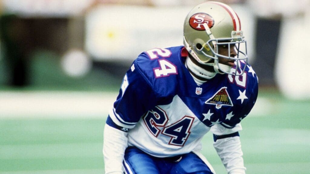 Feb 5, 1995; Honolulu, HI, USA; FILE PHOTO; San Francisco 49ers defensive back Deion Sanders (24) in action during the 1995 Pro Bowl at Aloha Stadium.