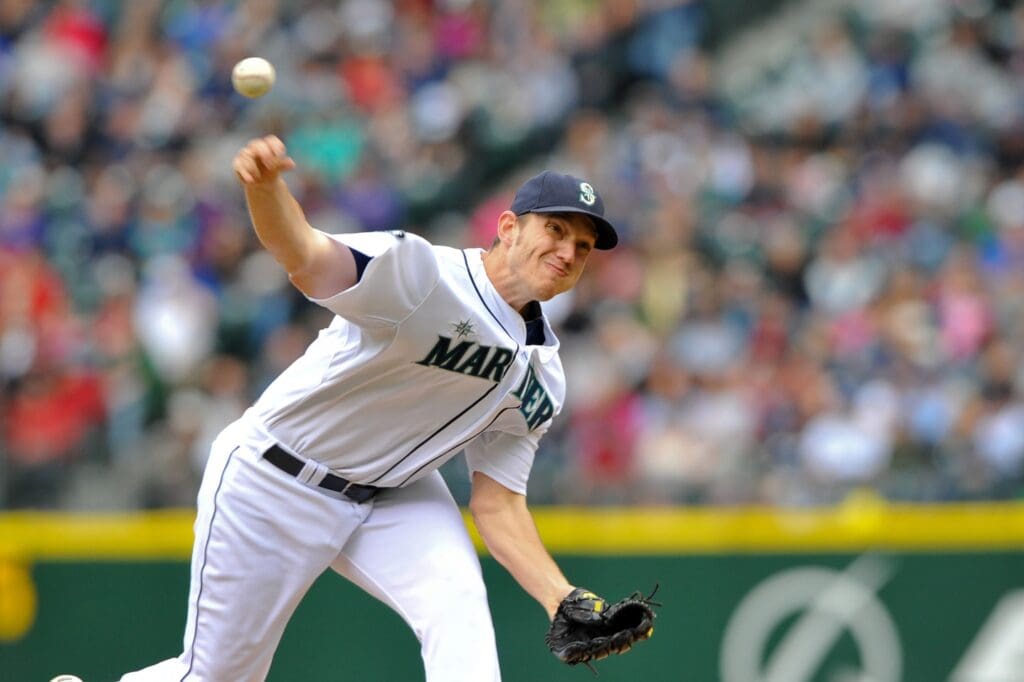 May 29, 2011; Seattle, WA, USA; Seattle Mariners relief pitcher Chris Ray (46) pitches to the New York Yankees in the 9th inning at Safeco Field. New York beat Seattle 7-1.