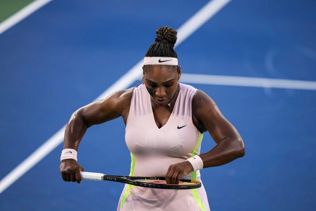 Serena Williams, a 23 time major champion took Center Court during the Western & Southern Open at the Lindner Family Tennis Center in Mason Tuesday, August 16, 2022. Williams lost to Emma Raducanu in one of her last matches before she retires. Tuesday Serena3