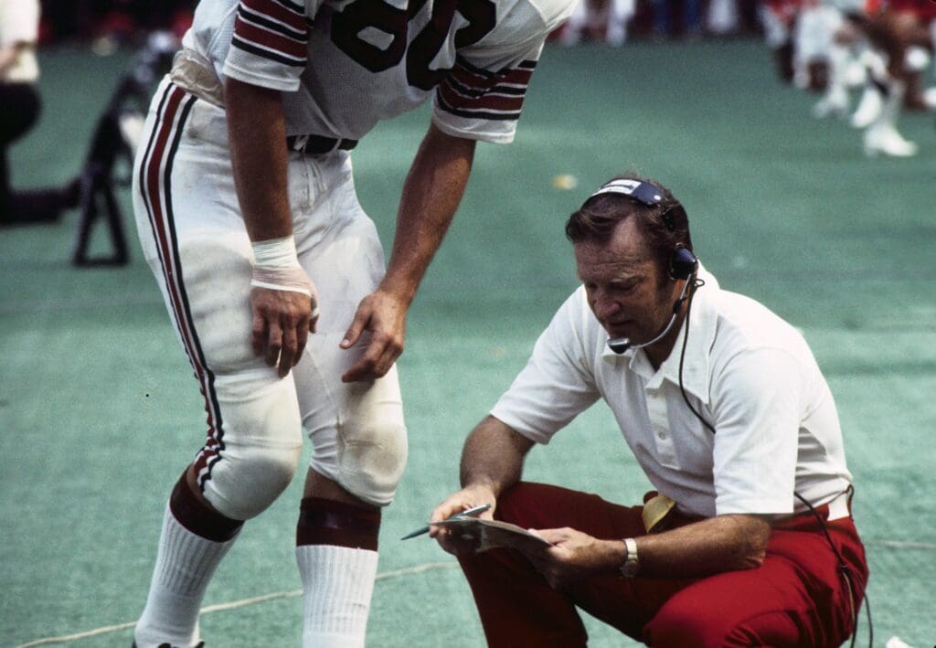 Sep 1973; St. Louis, MO, USA; FILE PHOTO; St. Louis Cardinals head coach Don Coryell on the sideline at Busch Stadium.