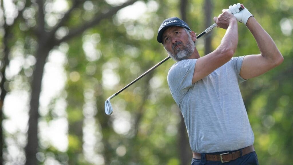Tommy Tolles (USA) tees off on the second hole during the first round of the Chubb Classic, Friday, Feb. 18, 2022, at Tibur n Golf Club at The Ritz-Carlton Golf Resort in Naples, Fla. Chubb Classic first round, Feb. 18, 2022