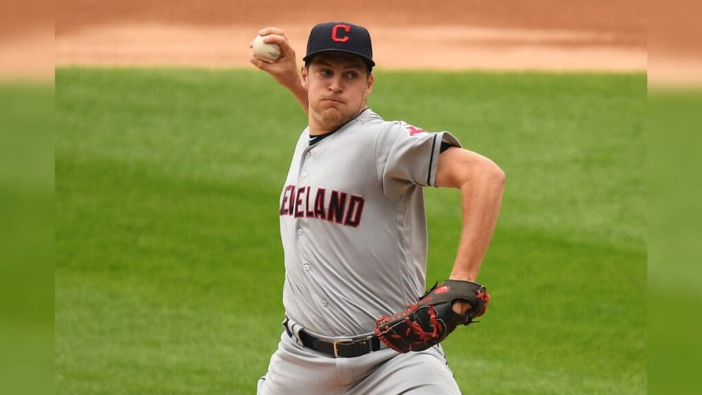 Sep 4, 2017; Chicago, IL, USA; Cleveland Indians starting pitcher Trevor Bauer (47) pitches during the first inning against the Chicago White Sox at Guaranteed Rate Field.