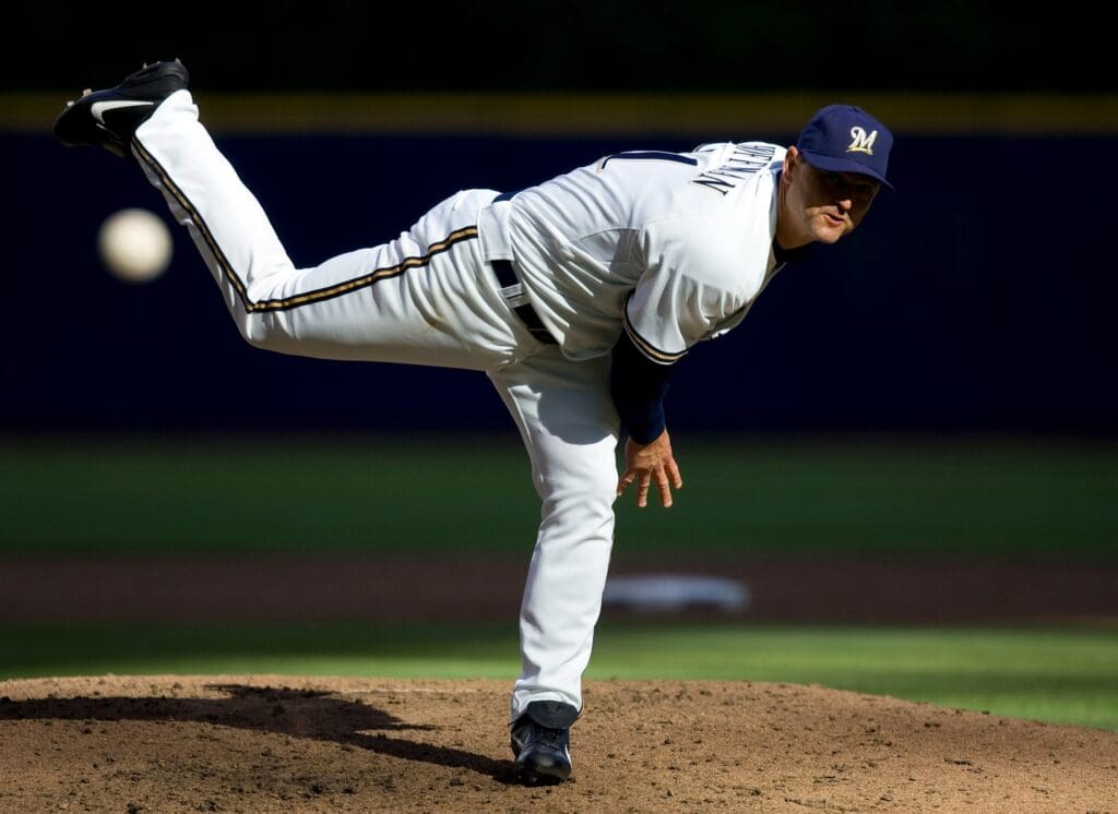 June 13, 2009; Milwaukee, WI, USA; Milwaukee Brewers relief pitcher Trevor Hoffman (51) throws a pitch during the eighth inning against the Chicago White Sox at Miller Park. 