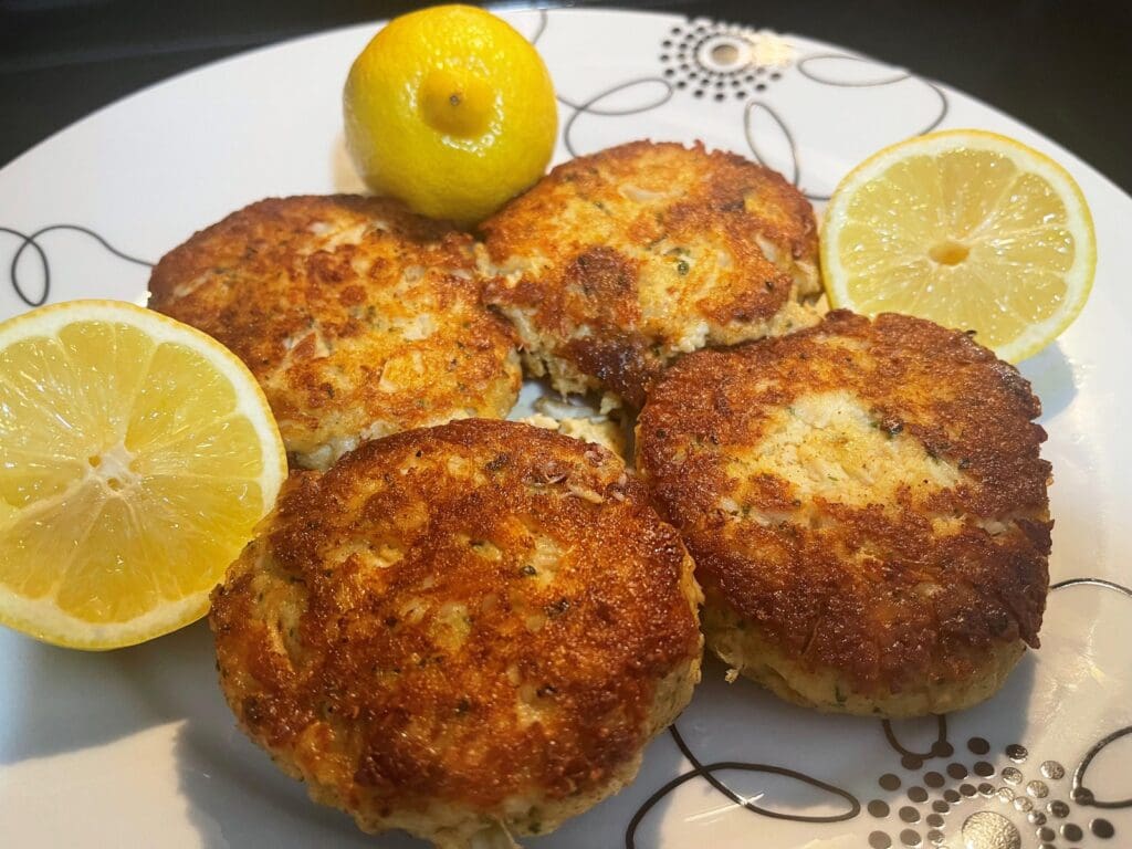 Crab cakes (prepared and plated) from Paradise Seafood & Gourmet Market, Marco Island.
Paradise Crab Cakes