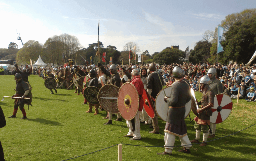 Viking reenactors at the Battle of Clontarf millennium commemoration in Dublin, 2014
