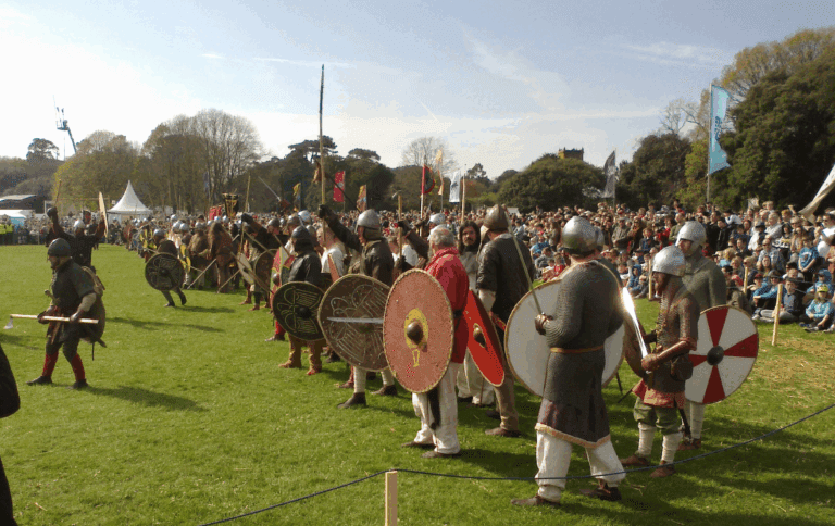 Viking reenactors at the Battle of Clontarf millennium commemoration in Dublin, 2014
