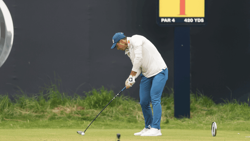 Jul 18, 2025; Portrush, IRL; Viktor Hovland tees off on the first hole during the second round of The 153rd Open Championship golf tournament.