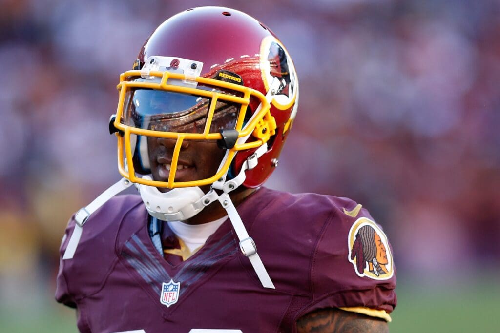Nov 3, 2013; Landover, MD, USA; Washington Redskins cornerback DeAngelo Hall (23) stands on the field against the San Diego Chargers at FedEx Field.
