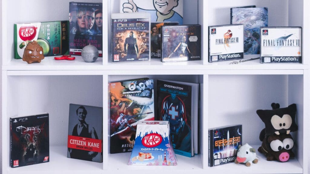 gaming figurines, posters
