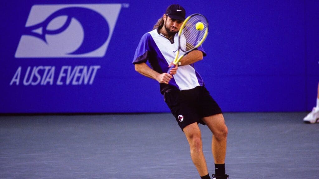 Unknown date, 1994; New York City, New York, USA: FILE PHOTO; Andre Agassi (USA) in action during the 1994 US Open at the USTA National Tennis Center. 
