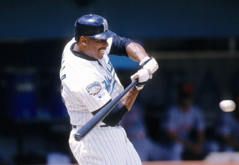 1997, Miami, FL, USA; FILE PHOTO; Florida Marlins third baseman Bobby Bonilla in action at the plate at Dolphin Stadium during the 1997 season.