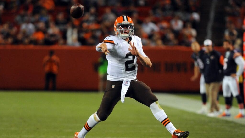 Aug 28, 2014; Cleveland, OH, USA; Cleveland Browns quarterback Johnny Manziel (2) at FirstEnergy Stadium.