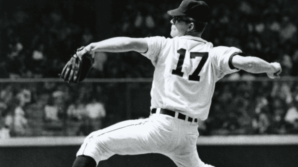 May 1966; Detroit, MI, USA; FILE PHOTO; Detroit Tigers pitcher Denny McLain (17) in action during the 1966 season at Tiger Stadium.