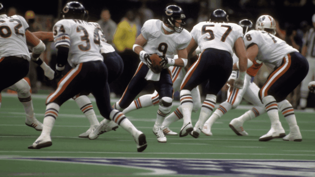 Jan 26, 1986; New Orleans, LA, USA; FILE PHOTO; Chicago Bears quarterback (9) Jim McMahon in action against the New England Patriots during Super Bowl XX at the Superdome. The Bears defeated the Patriots 46-10.