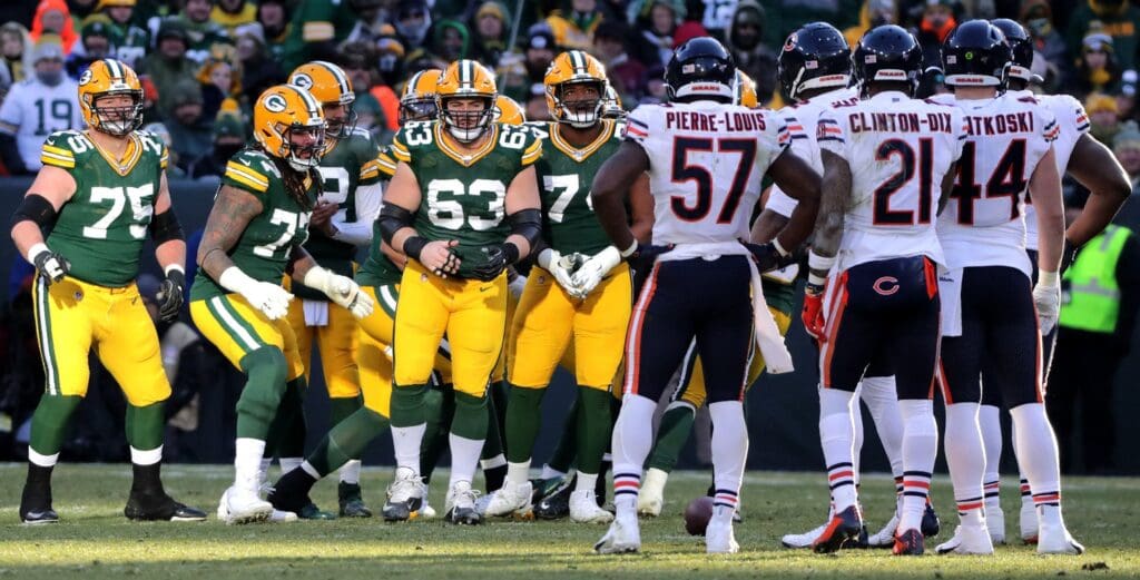 Green Bay Packers against the Chicago Bears during their football game on Sunday, December 15, 2019, at Lambeau Field in Green Bay, Wis. Apc Packers Vs Bears 1707 121519 Wag