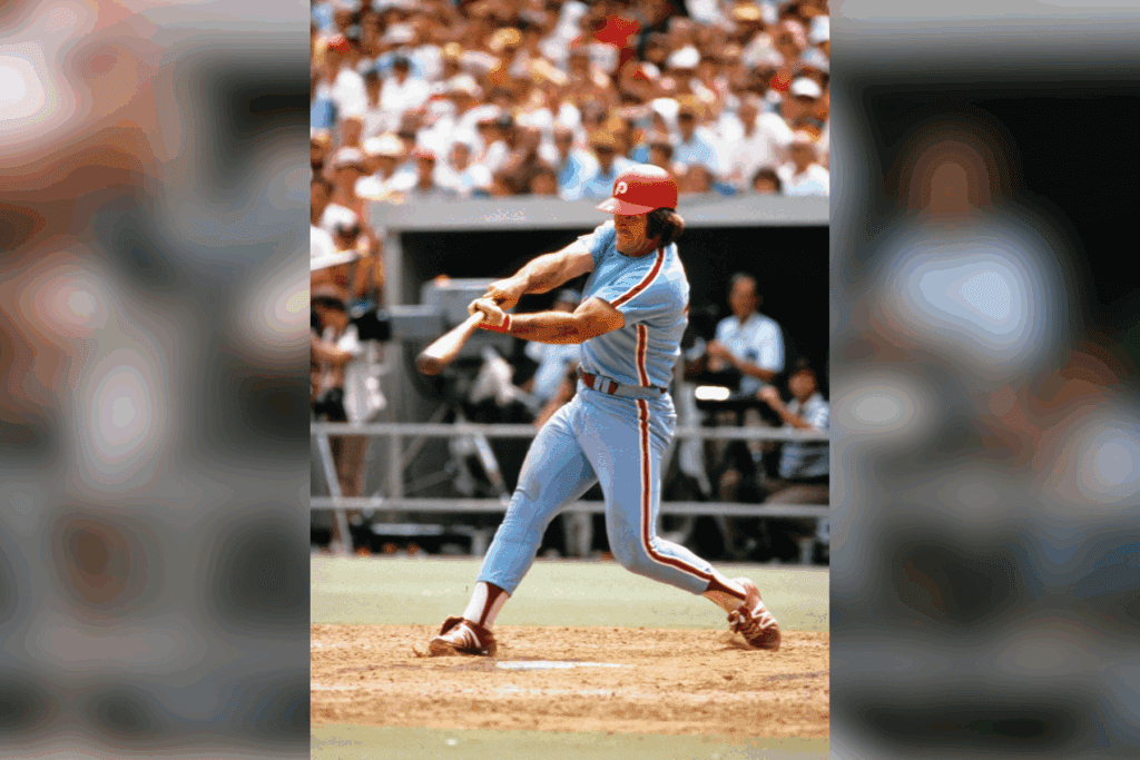 Unknown date and location; USA; FILE PHOTO; Philadelphia Phillies first baseman Pete Rose in action at the plate. Mandatory Credit: Tony Tomsic-USA TODAY NETWORK