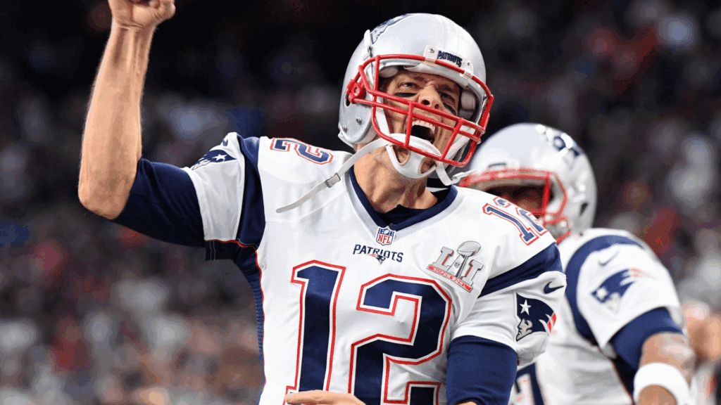 Feb 5, 2017; Houston, TX, USA; New England Patriots quarterback Tom Brady (12) shouts before Super Bowl LI at NRG Stadium. 