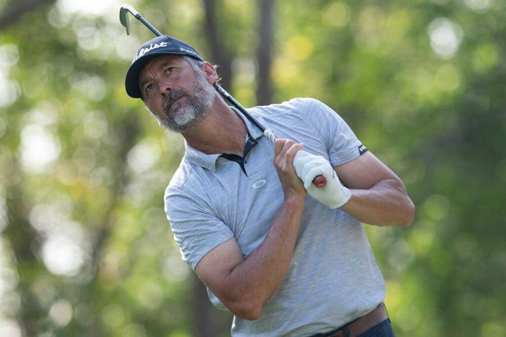 Tommy Tolles (USA) tees off on the second hole during the first round of the Chubb Classic, Friday, Feb. 18, 2022, at Tibur n Golf Club at The Ritz-Carlton Golf Resort in Naples, Fla. Chubb Classic first round, Feb. 18, 2022