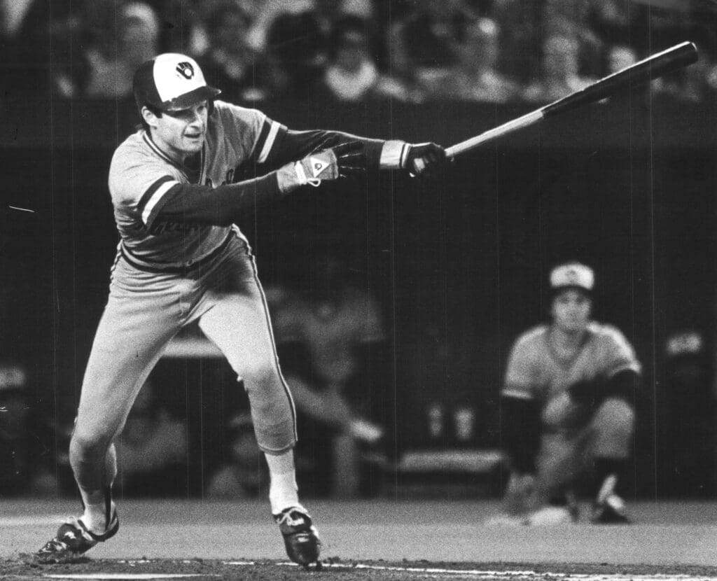 1982: Paul Molitor wearing the away uniform while batting in the World Series.

1982 Press Photo Milwaukee Brewers Player In World Series Game